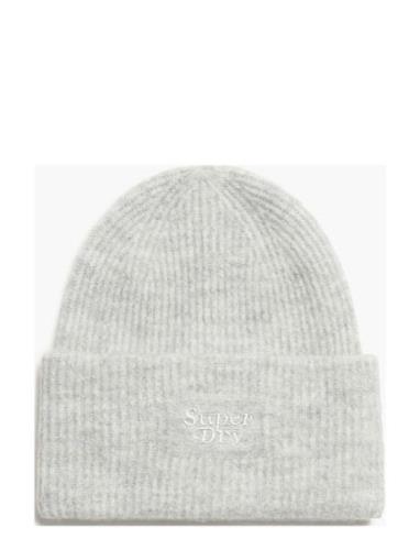 Soft Rib Knit Beanie Hat Accessories Headwear Beanies Grey Superdry