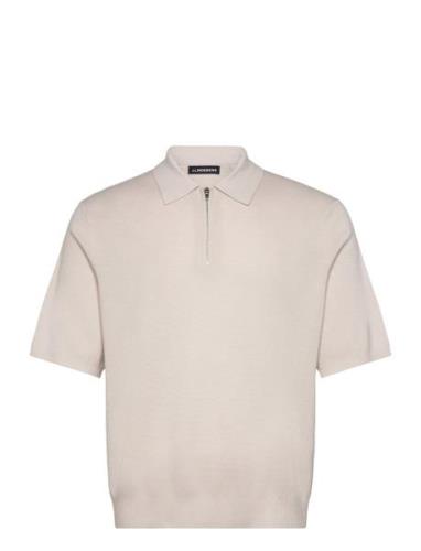 Tyler Quarter Zip Knit Polo Tops Polos Short-sleeved Beige J. Lindeber...