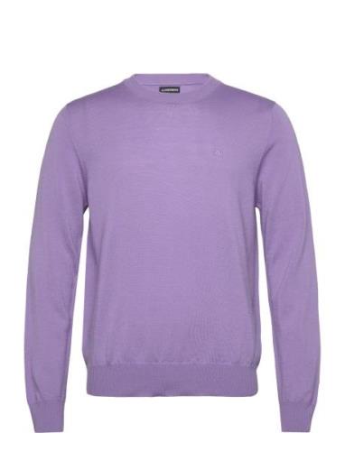 Keane Light Merino Crew Neck Tops Knitwear Round Necks Purple J. Linde...