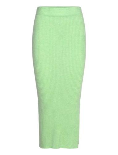 Rib Skirt Langt Skjørt Green Davida Cashmere