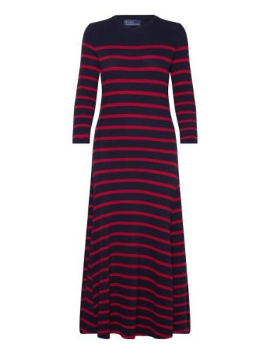 Striped Waffle-Knit Dress Maxikjole Festkjole Navy Polo Ralph Lauren