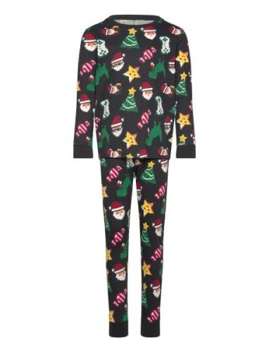 Pyjamas Set All Over Print Pyjamas Sett Black Lindex