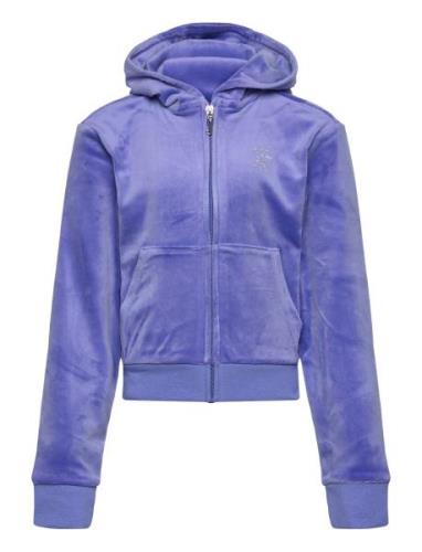 Diamante Zip Through Hoodie Tops Sweat-shirts & Hoodies Hoodies Purple...