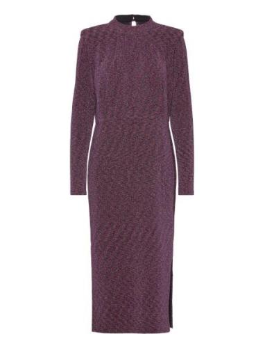 Shimmer Dress Knelang Kjole Burgundy Coster Copenhagen