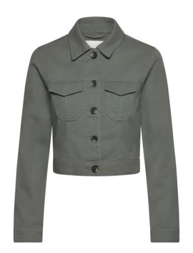 Cropped Twill Jacket Outerwear Jackets Light-summer Jacket Khaki Green...