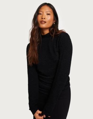 Selected Femme - Svart - Slfginny Ls High Neck Top Noos