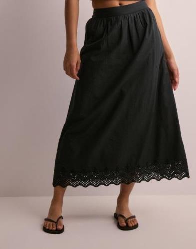 Only - Svart - Onllou Emb Ankle Skirt Cs Ptm