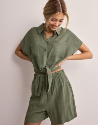 Pieces - Grønn - Pcvinsty Hw Linen Shorts Noos Bc