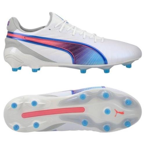 PUMA King Ultimate FG/AG Formula - Hvit/Blå/Flat Light Gray/Rosa